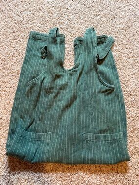 We The Free Green Pinstripe Overalls